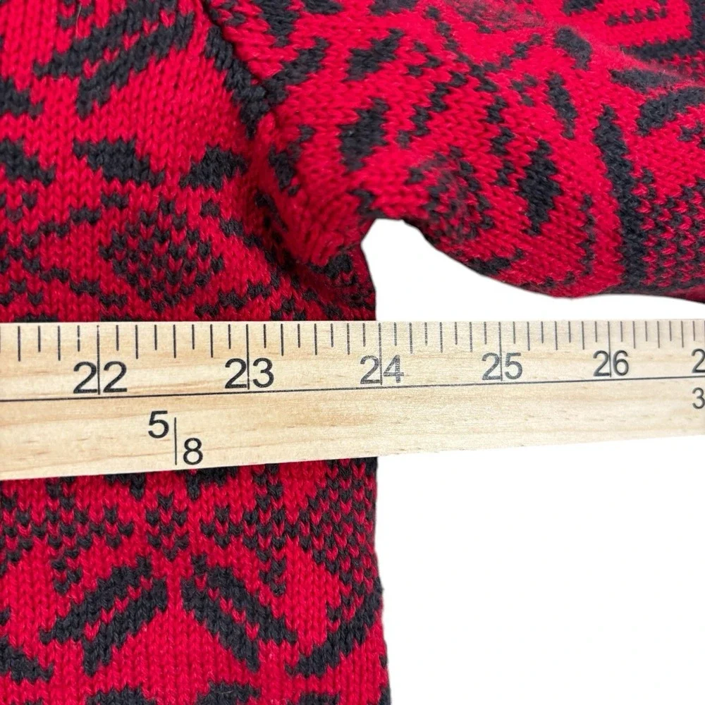 Chaps Sweater Mens L Red Charcoal Knit Winter Theme Preppy Grampcore Business‎
